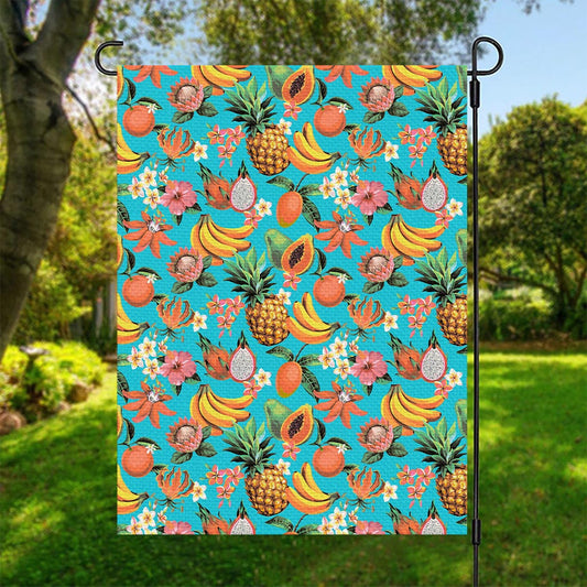 Vintage Tropical Fruits Pattern Print Garden Flag