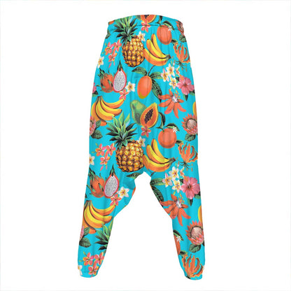 Vintage Tropical Fruits Pattern Print Hammer Pants