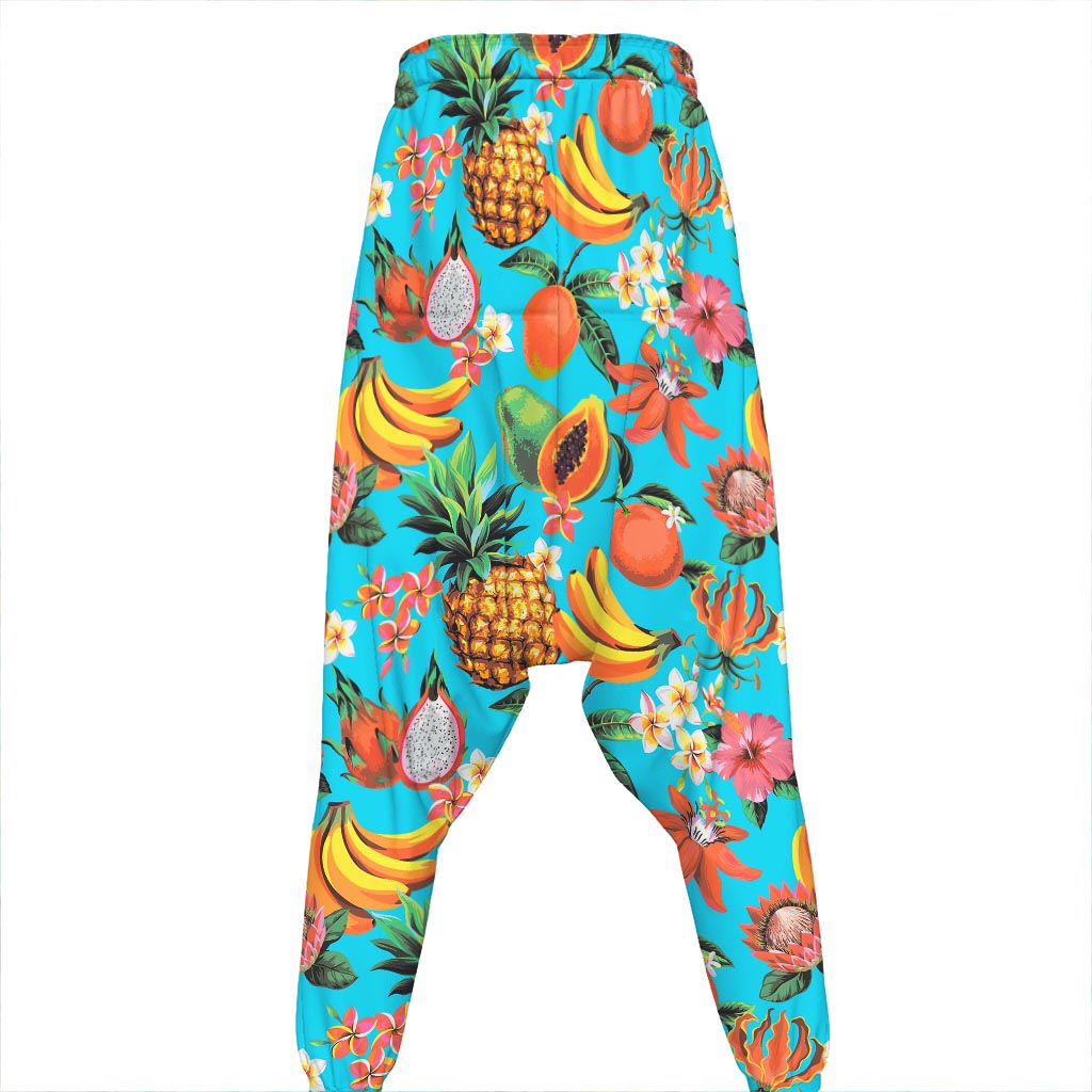 Vintage Tropical Fruits Pattern Print Hammer Pants