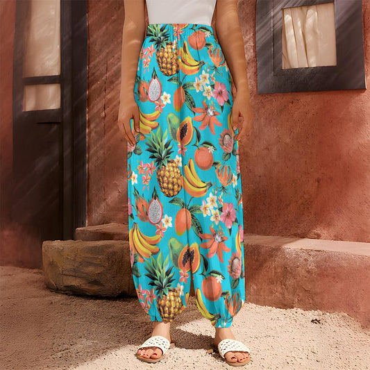 Vintage Tropical Fruits Pattern Print Harem Pants