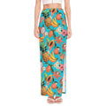 Vintage Tropical Fruits Pattern Print High Slit Maxi Skirt