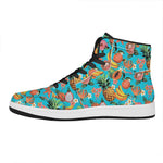 Vintage Tropical Fruits Pattern Print High Top Leather Sneakers