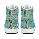 Vintage Tropical Fruits Pattern Print High Top Leather Sneakers