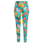 Vintage Tropical Fruits Pattern Print High-Waisted Pocket Leggings