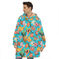 Vintage Tropical Fruits Pattern Print Hoodie Blanket