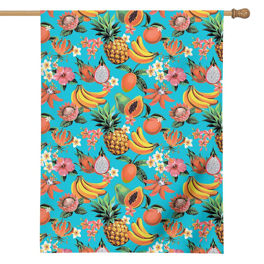 Vintage Tropical Fruits Pattern Print House Flag