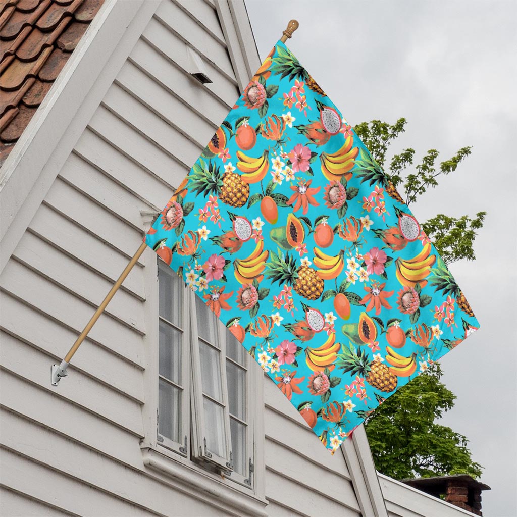 Vintage Tropical Fruits Pattern Print House Flag