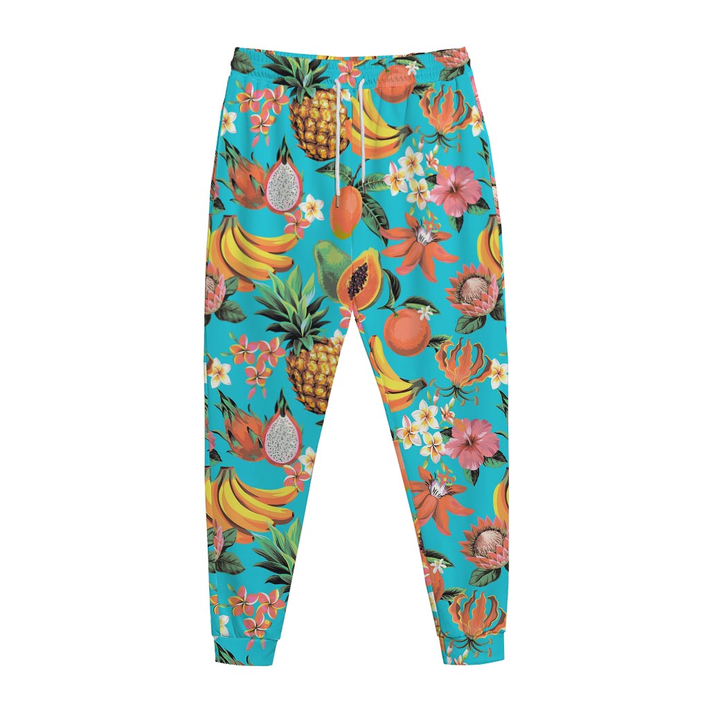 Vintage Tropical Fruits Pattern Print Jogger Pants