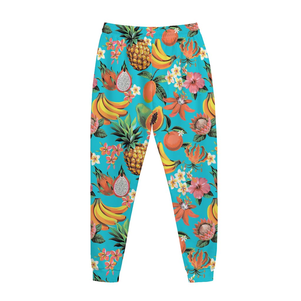Vintage Tropical Fruits Pattern Print Jogger Pants