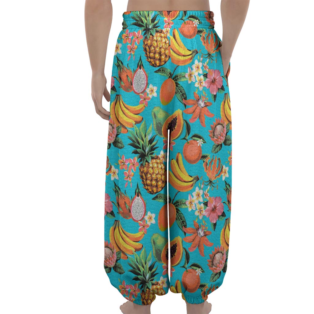 Vintage Tropical Fruits Pattern Print Lantern Pants