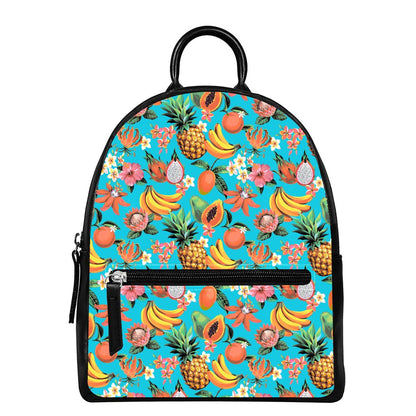 Vintage Tropical Fruits Pattern Print Leather Backpack