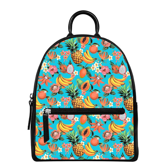 Vintage Tropical Fruits Pattern Print Leather Backpack