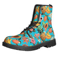 Vintage Tropical Fruits Pattern Print Lace-Up Boots