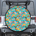 Vintage Tropical Fruits Pattern Print Leather Spare Tire Cover