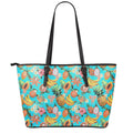 Vintage Tropical Fruits Pattern Print Leather Tote Bag With Zipper
