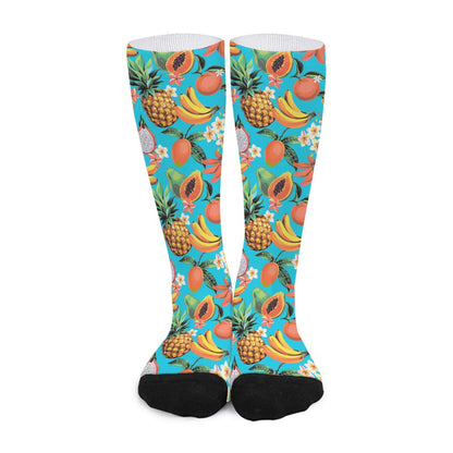 Vintage Tropical Fruits Pattern Print Long Socks