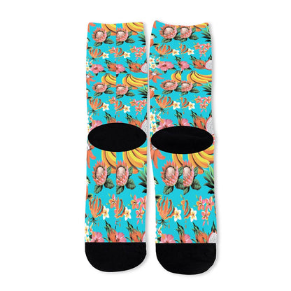 Vintage Tropical Fruits Pattern Print Long Socks