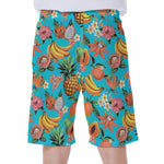 Vintage Tropical Fruits Pattern Print Men's Beach Shorts
