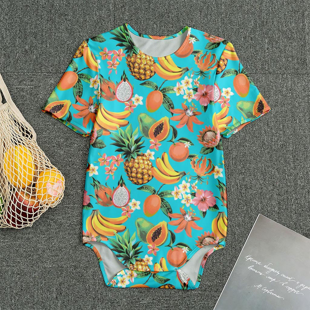 Vintage Tropical Fruits Pattern Print Men's Bodysuit