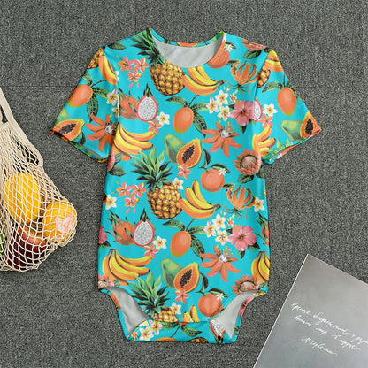 Vintage Tropical Fruits Pattern Print Men's Bodysuit