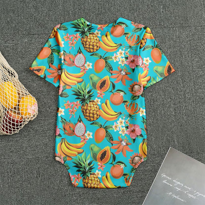 Vintage Tropical Fruits Pattern Print Men's Bodysuit