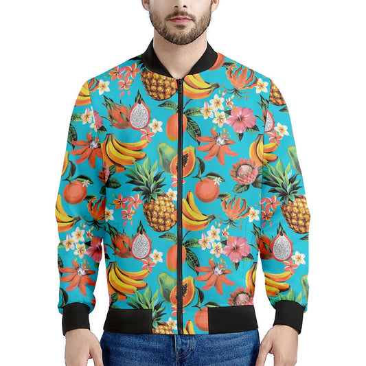 Vintage Tropical Fruits Pattern Print Men's Bomber Jacket