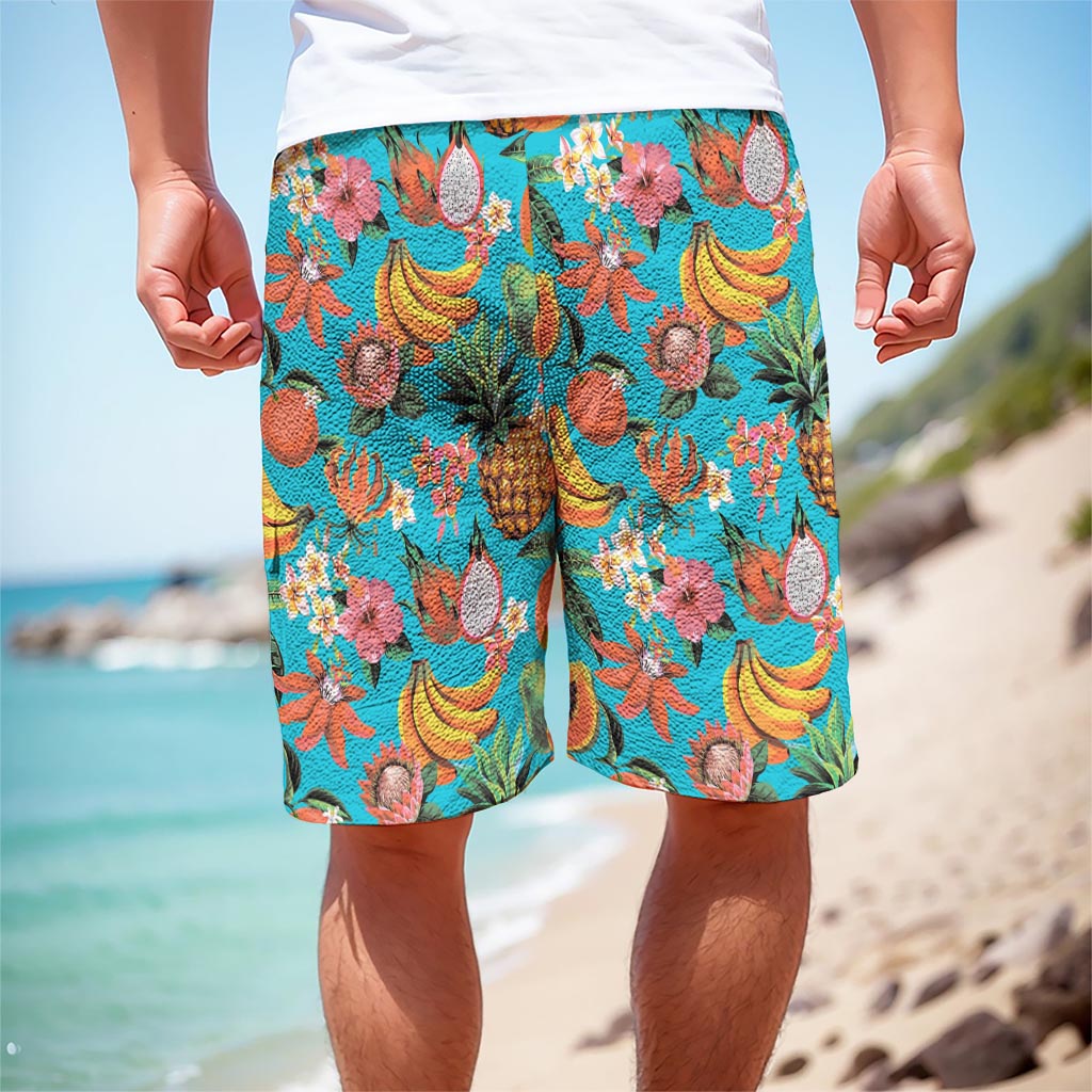 Vintage Tropical Fruits Pattern Print Men's Cargo Shorts