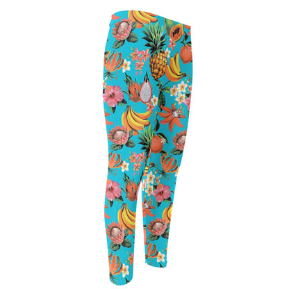 Vintage Tropical Fruits Pattern Print Men's Compression Pants