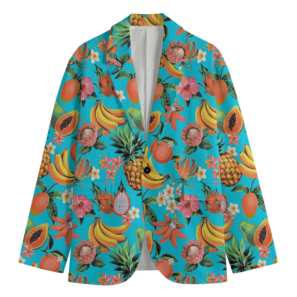 Vintage Tropical Fruits Pattern Print Men's Cotton Blazer
