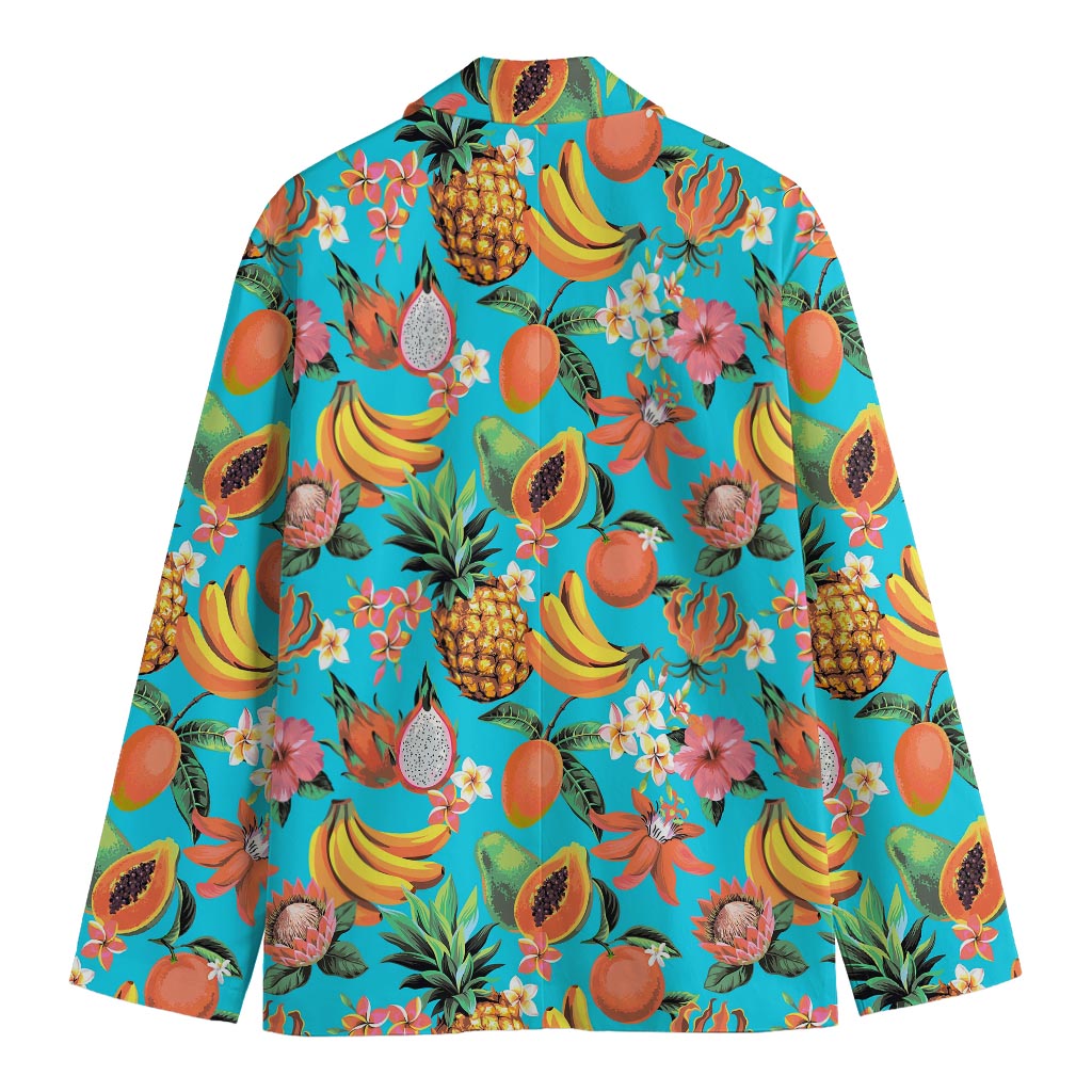 Vintage Tropical Fruits Pattern Print Men's Cotton Blazer
