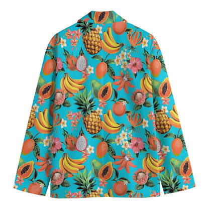 Vintage Tropical Fruits Pattern Print Men's Cotton Blazer