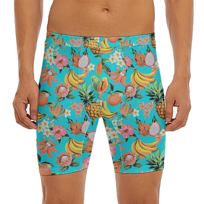 Vintage Tropical Fruits Pattern Print Men's Long Boxer Briefs