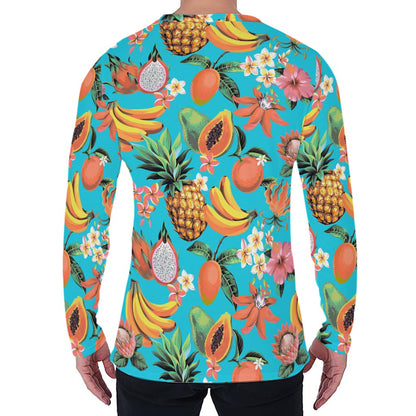 Vintage Tropical Fruits Pattern Print Men's Long Sleeve T-Shirt