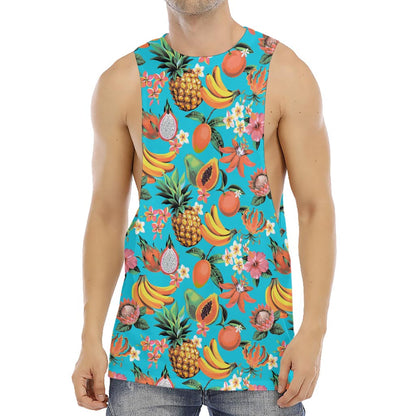 Vintage Tropical Fruits Pattern Print Men's Muscle Tank Top