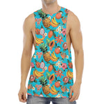 Vintage Tropical Fruits Pattern Print Men's Muscle Tank Top