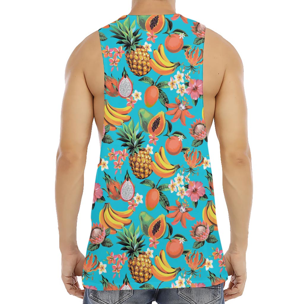 Vintage Tropical Fruits Pattern Print Men's Muscle Tank Top
