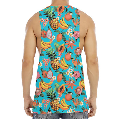 Vintage Tropical Fruits Pattern Print Men's Muscle Tank Top