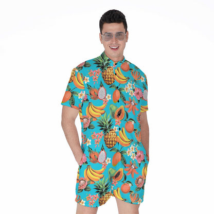 Vintage Tropical Fruits Pattern Print Men's Rompers
