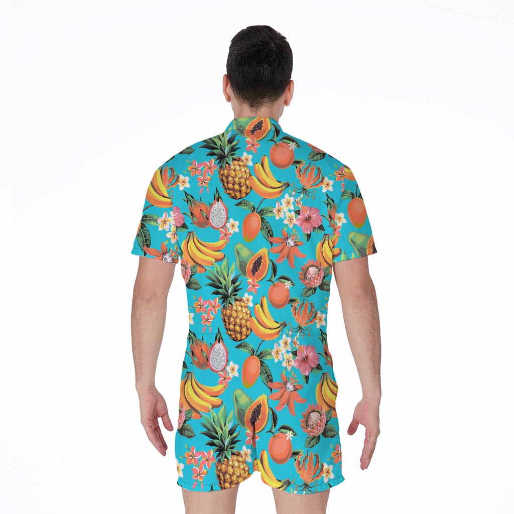 Vintage Tropical Fruits Pattern Print Men's Rompers