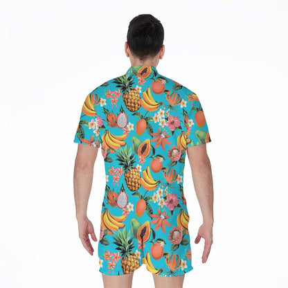 Vintage Tropical Fruits Pattern Print Men's Rompers