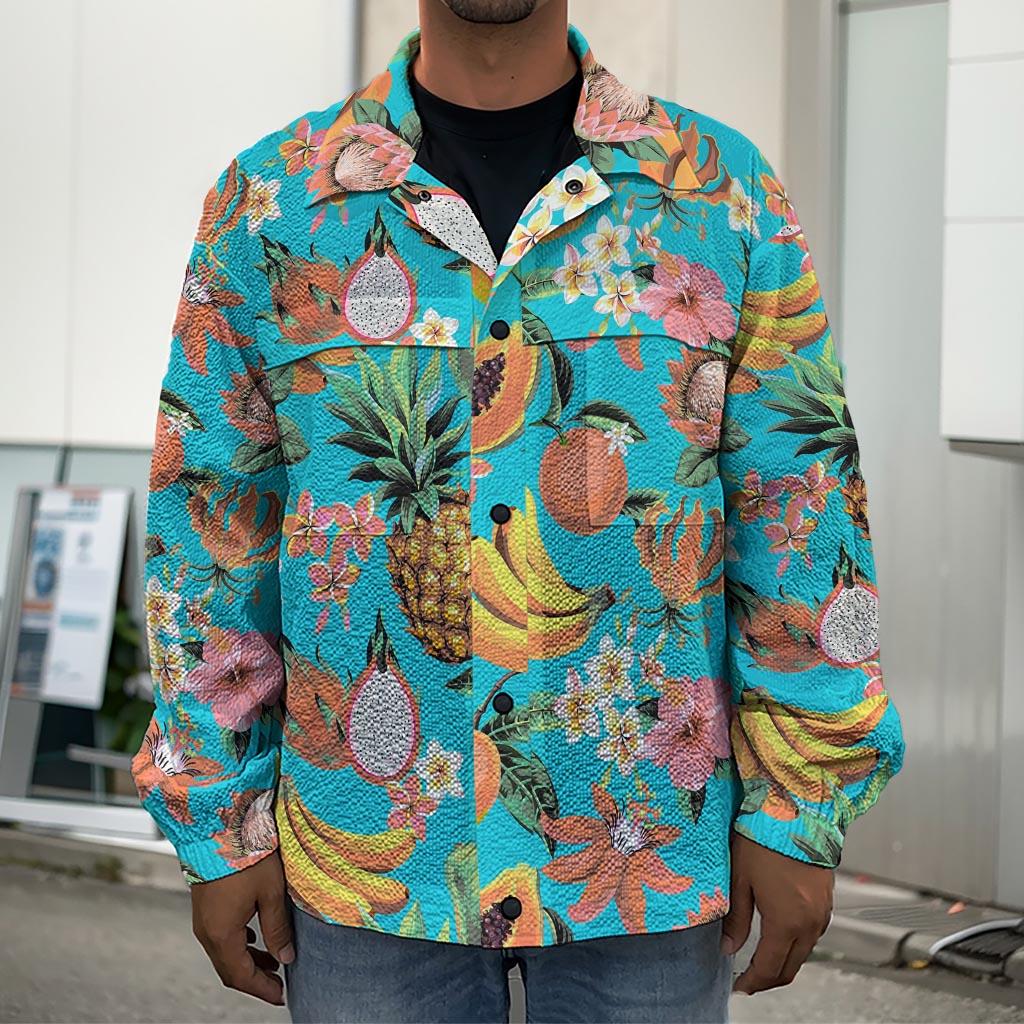 Vintage Tropical Fruits Pattern Print Men's Shirt Jacket