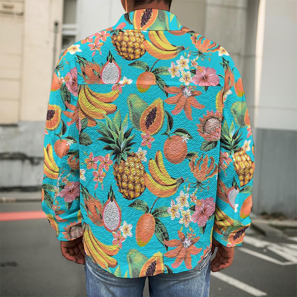 Vintage Tropical Fruits Pattern Print Men's Shirt Jacket
