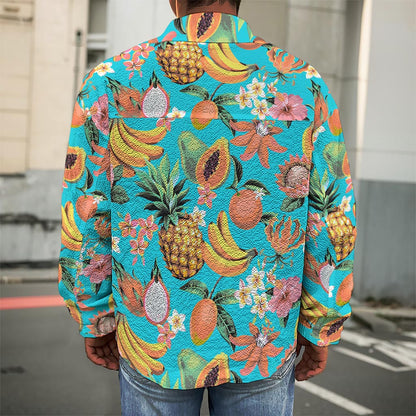 Vintage Tropical Fruits Pattern Print Men's Shirt Jacket
