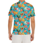 Vintage Tropical Fruits Pattern Print Men's Short Sleeve Rash Guard