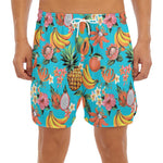 Vintage Tropical Fruits Pattern Print Men's Split Running Shorts