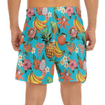 Vintage Tropical Fruits Pattern Print Men's Split Running Shorts