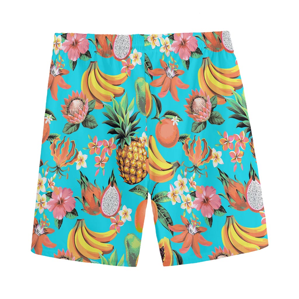 Vintage Tropical Fruits Pattern Print Men's Sports Shorts