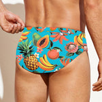 Vintage Tropical Fruits Pattern Print Men's Swim Briefs