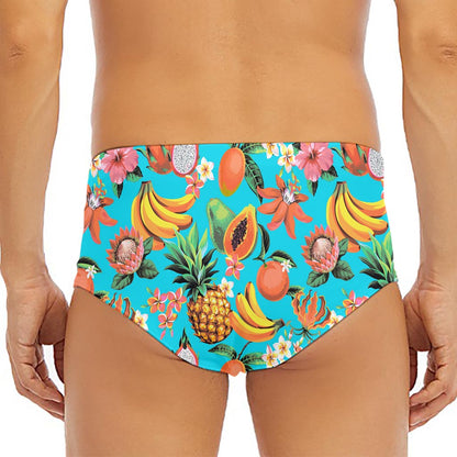 Vintage Tropical Fruits Pattern Print Men's Triangle Swim Briefs