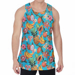 Vintage Tropical Fruits Pattern Print Men's Velvet Tank Top